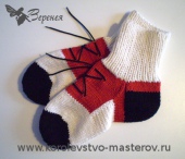 Мужские носки спицами "Штиблеты" - вязание носков на 5 спицах.
