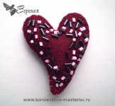 Брошь "Валентинка" из фетра своими руками. Колье "Валентинка".