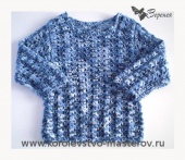 Ажурный пуловер спицами для девочки.